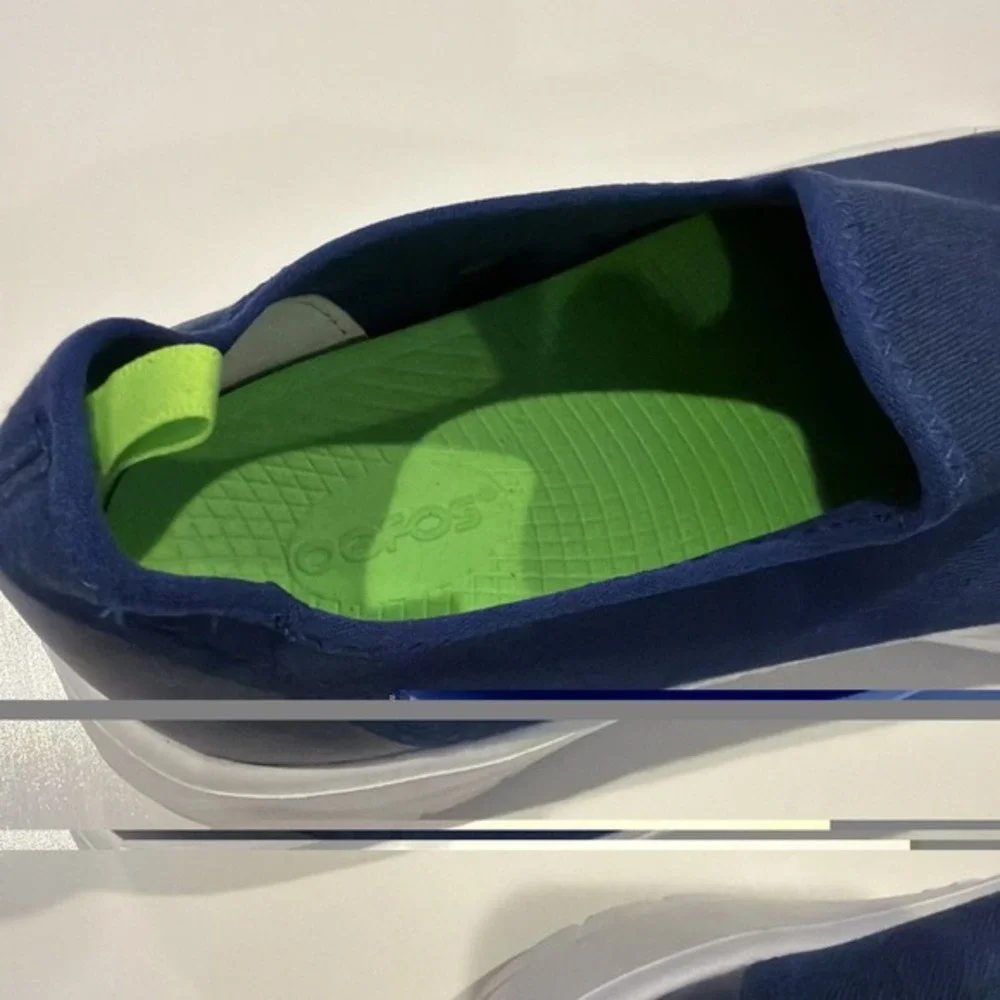 oofos mens 12 Blue Slip On Recovery Comfort Shoes Lightweight Athletic      1741